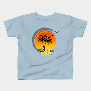 Sunset palm trees Kids T-Shirt